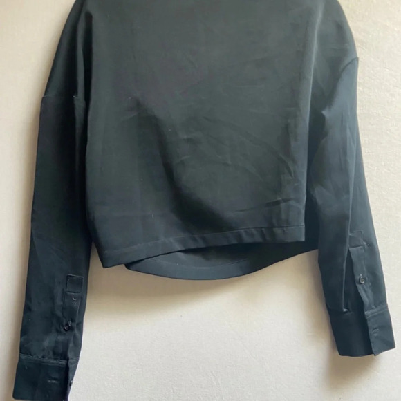 Oak + Fort drape front long sleeve black  Oversized blouse Sz XS - Picture 4 of 11